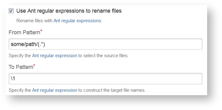 Screenshot of active Ant regular expressions usage